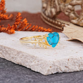 Nature Inspired 4 Prong Heart Shaped Turquoise Wedding Ring